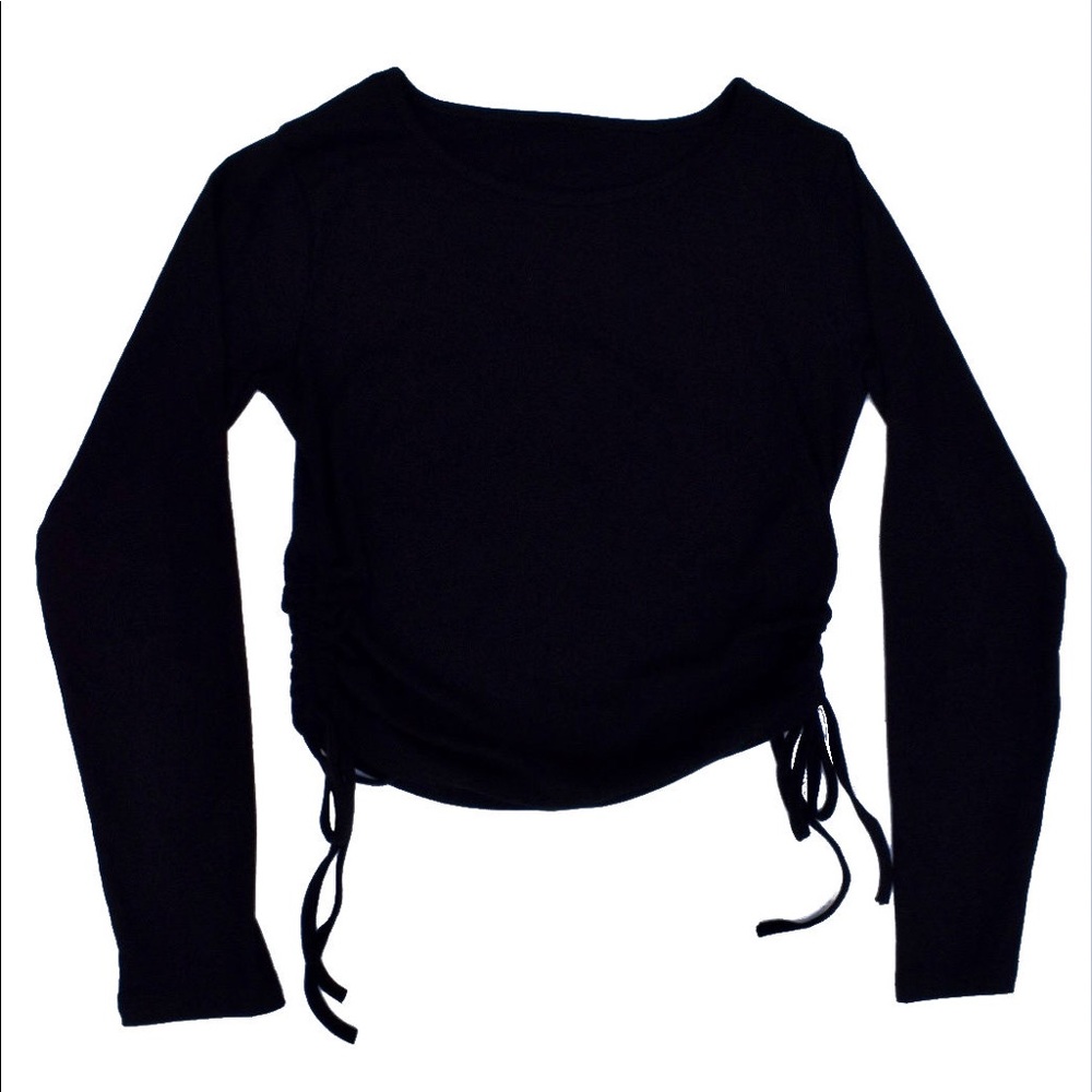 Ruched Side Black Top